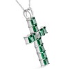 Pompeii3 6Ct TW Princess Cut Diamond & Emerald Cross Pendant Necklace Gold Lab Created - 2 of 4