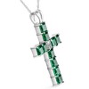 Pompeii3 6Ct TW Princess Cut Diamond & Emerald Cross Pendant Necklace Gold Lab Created - image 2 of 4