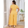 Womens Plus Size Short Sleeve Smocked Waist Wide Leg Summer Jumpsuits - 3 of 4