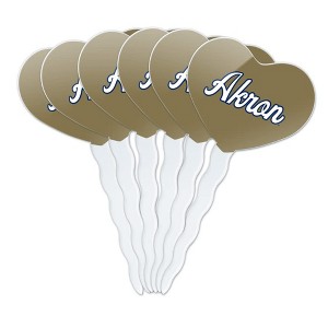 University of Akron Secondary Heart Love Cupcake Picks Toppers Decoration Set of 6 - 1 of 4