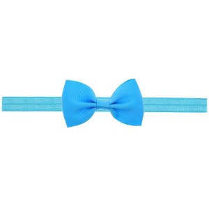 MyKids-Usa Newborn Baby 2 pcs. Small Size Bow Patched Pattern Solid Color Elastic Headband - 1 of 4