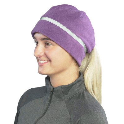 TrailHeads Women's Ponytail Hat - Reflective Cold Weather Running Beanie for Hiking, XC Skiing