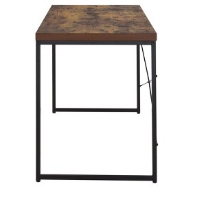 Vynxaria Weathered Oak Black Desk Distressed Finish Writing Table for Home Office Rustic Interiors - 1 of 3