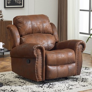 40.75"W Manual Glider Recliner, Comfortable Oversized Accent Chair with Infinite Positions for Living Room, Brown/Slate Gray - Christopher Knight Home - 1 of 4