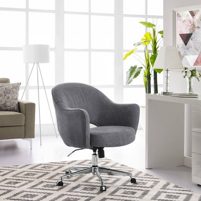 Gray Fabric Swivel Home Office Chair with Chrome Accents
