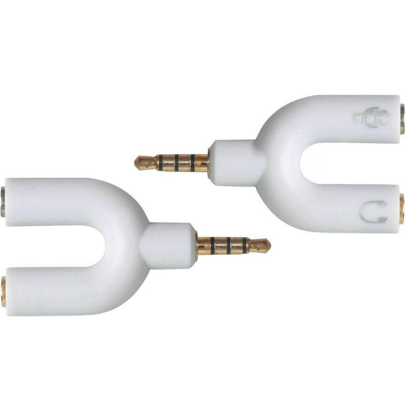 Sanoxy 2-Pack 3.5mm Stereo Audio Male To 2 Female Headphone Splitter Cable Adapter (White), 1 of 3
