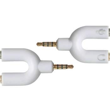 Sanoxy 2-Pack 3.5mm Stereo Audio Male To 2 Female Headphone Splitter Cable Adapter (White)