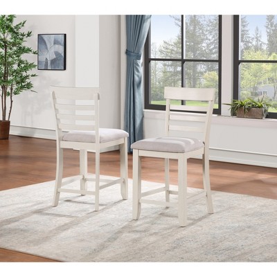 24" Upholstered Counter Chair (Set of 2) with Foam Cushion ¨C Milk Finish for Living Room