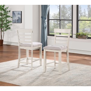 24" Upholstered Counter Chair (Set of 2) with Foam Cushion ¨C Milk Finish for Living Room - 1 of 4