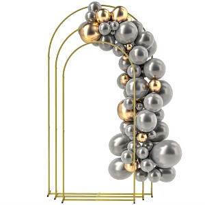 Metal Arch Backdrop Stand Set of 3, 7/6.5/6 ft Wedding Arch Frame, Balloon Backdrop Arch Stand Set for Birthday Party, Bridal Shower, Graduation - 1 of 4