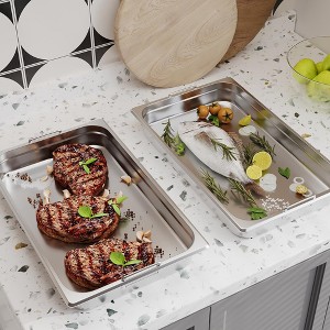 6 Pack Full Size Stainless Steel Hotel Pans,2 Inch Deep 20.9x12.8 Inch Steam Table Food Storage Containers for Buffet,Party, Restaurants with Handles - 1 of 4