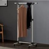 Yukimo Short Clothing Rack with Bottom Shelves and Wheels, Heavy Duty Rolling Clothes Rack for Kids and Adults, Adjustable Height - 3 of 4