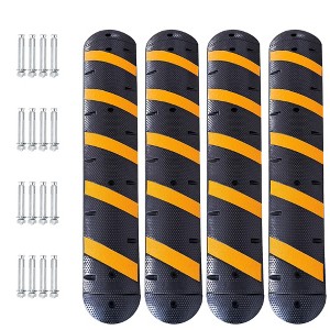 6 ft Speed Bumps Wite End for Road,Heavy-Duty 25,000 LBS Capacity Traffic Rubber Speed Humps with 2 Channel Floor Cord Cover for Asphalt Concrete - 1 of 4