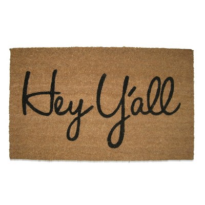 tagltd 1'6"x2'6" 17.5" X 30" Hey Y'All Southern Rectangle Indoor and Outdoor Coir Door Welcome Mat Beige