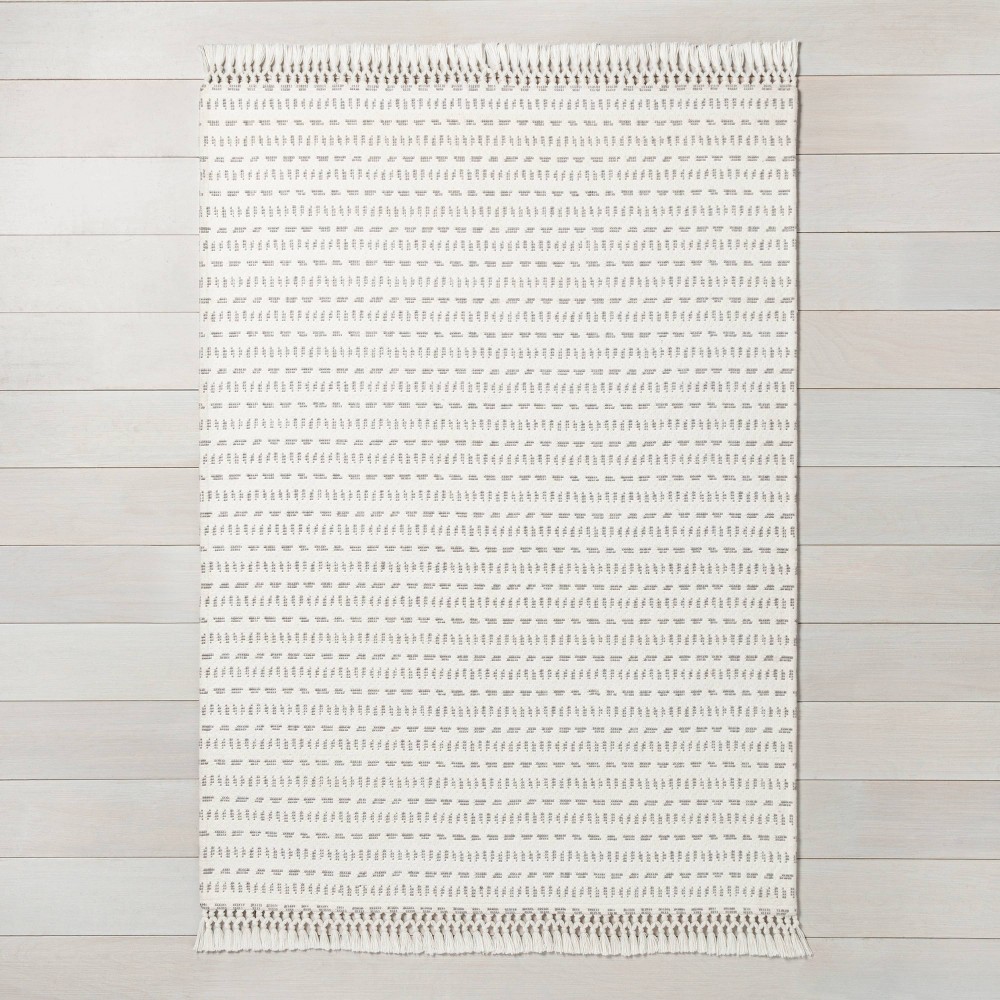 5'x7' Pattern Stripe Area Rug Gray/Cream - Hearth & Hand™ with Magnolia