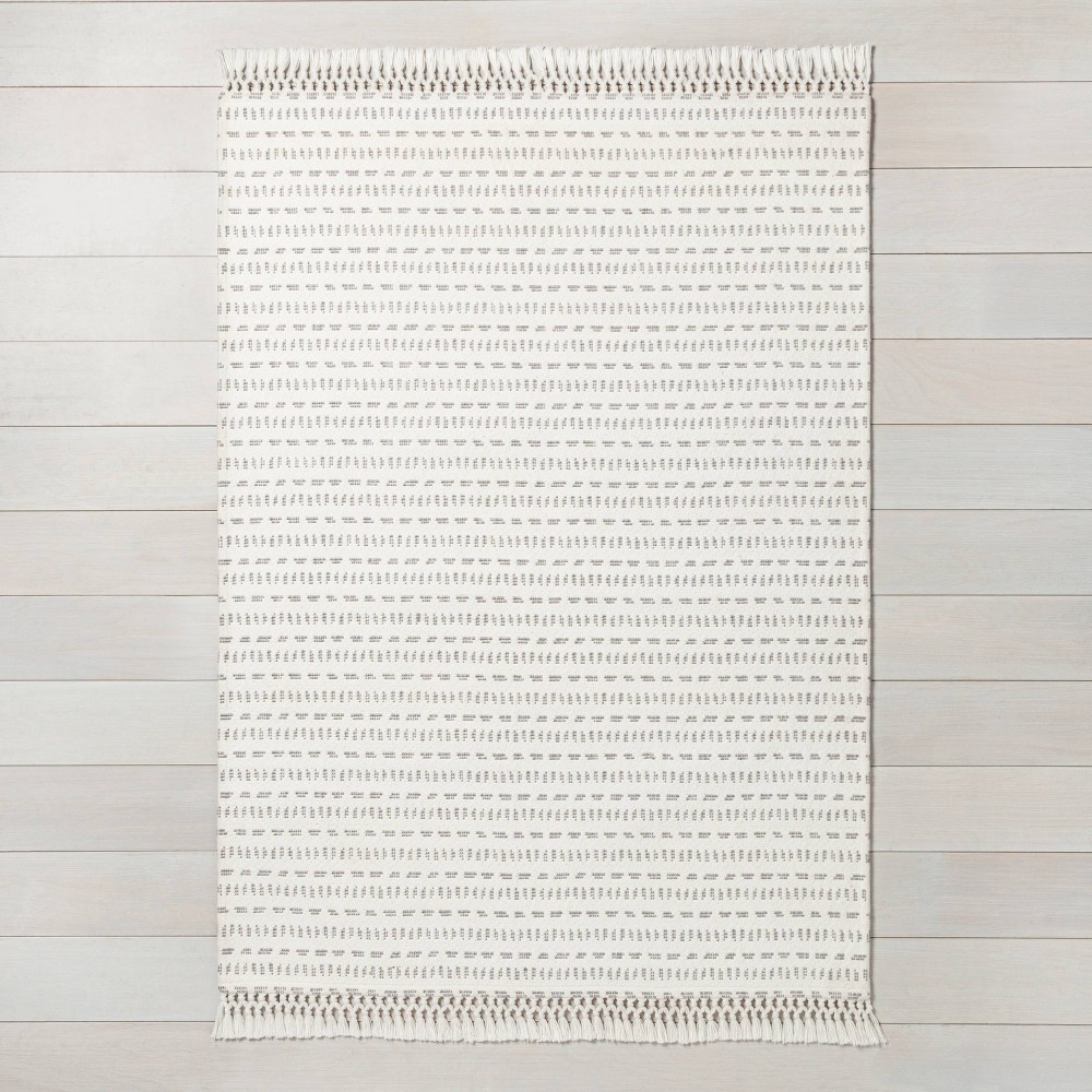 5'x7' Pattern Stripe Area Rug Gray/Cream - Hearth & Hand™ with Magnolia