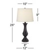 Regency Hill Traditional Table Lamps 25" High Set of 2 with Hotel Style USB Charging Port LED Bronze Oatmeal Shade Touch On Off Living Room Bedroom - 4 of 4