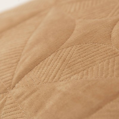 20" Tan Cotton Velvet Geometric Embroidered Throw Pillow Cover
