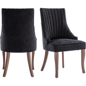 MAYEERTY Set of 2 Minimalist Pleated Chair, Soft Upholstery Solid Wood Legs, Home Use - 1 of 4