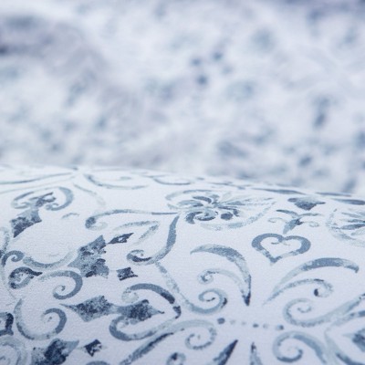 Blue and White Queen Microfiber Printed Sheet Set