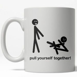 Crazy Dog T-Shirts Pull Yourself Together Mug Funny Stick Figure Coffee Cup - 11oz - 1 of 4