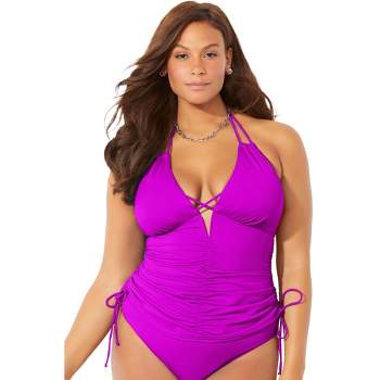 Swimsuits For All Women's Plus Size Innovator Multi-way Triangle Bikini  Top, 18 - Bright Berry : Target