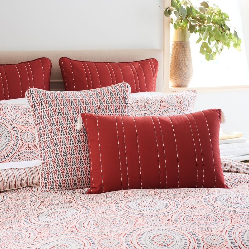 Lodi Reversible Percale Cotton Comforter Set Red/White - Heirlooms of India, 3 of 7