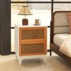Tangkula 1/2 pcs Rattan Nightstand Boho Accent Table with 2 Handwoven Rattan Decorated Drawers Bedside Table with Solid Wood Legs - 2 of 4