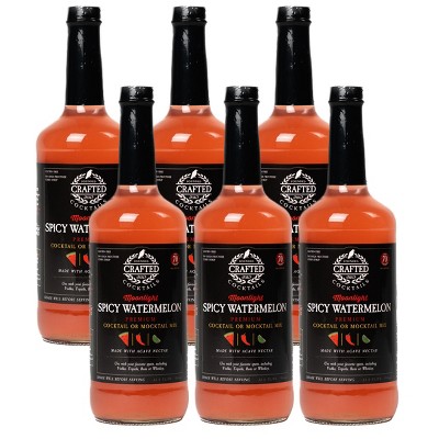 Crafted Cocktails Spicy Watermelon/Moonlight Mix 6 Pack: 60 Calories, Watermelon, Habanero, Lime, Mint and Organic Agave: Craft Mojitos and Margaritas