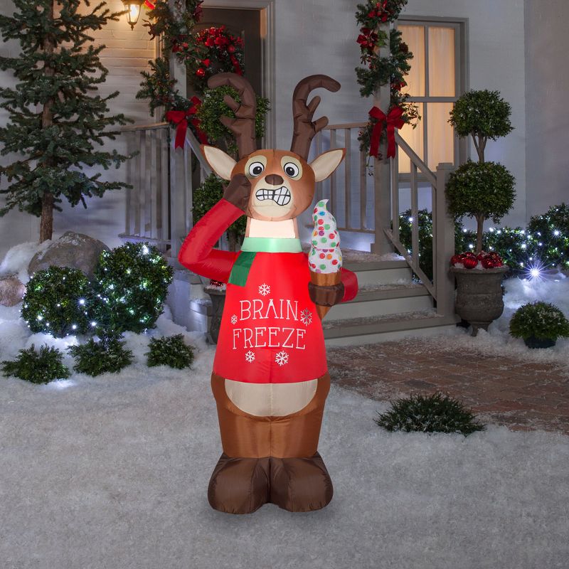 Gemmy Animated Christmas Airblown Inflatable Shaking Reindeer, 6 ft Tall, Multi, 2 of 6