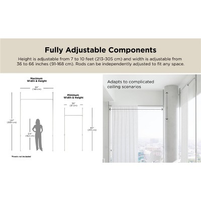 White Adjustable Tension Curtain Rod and Room Divider