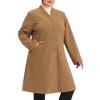 Agnes Orinda Women's Plus Size Trendy Elegant V Neck Single Breasted Long Fleece Overcoats - 2 of 4