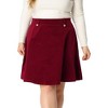 Agnes Orinda Women's Plus Size Corduroy Button Decor Elastic Waist A-Line Skirts - 2 of 4