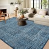 8x11 Rugs Non-Slip Ultra-Thin Vintage Area Rug Soft Faux Wool Carpet  Machine Washable Foldable Grey Rug with TPR Backing - 2 of 4
