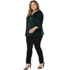 Agnes Orinda Women's Plus Size Velvet Semi Sheer Bishop Sleeve Polka Dots Elegant Blouses - 3 of 4