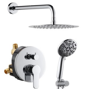 WOWOW  9-Spray Patterns with 1.8 GPM 10 in. Wall Mount Rain Fixed Shower Heads in - 1 of 4