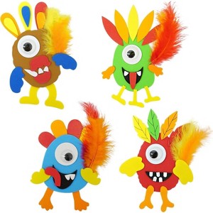 4E's Novelty 4 Pack Monster Turkey Crafts for Kids - Turkey Monster Craft Kit, Self-Adhesive Foam Magnets, Fun Thanksgiving Activity for Ages 4-12 - 1 of 4