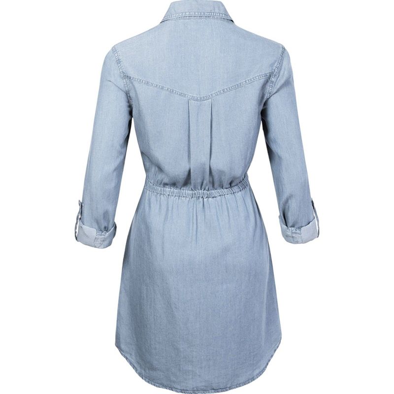Anna-Kaci Women's Denim Long-Sleeve Jean Shirt Dress, 2 of 7