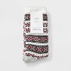 Women's Mixed Geo Double Lined Cozy Crew Socks - Auden™ Heather Gray/Red/ Ivory 4-10 - 2 of 3