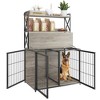 Dog Crate Furniture with Shelves Storage,Dog Kennel, Wooden Dog Crate End Table with Flip Top,Large Dog Cage for Indoor,3 Doors Pet Crate Furniture - 2 of 4