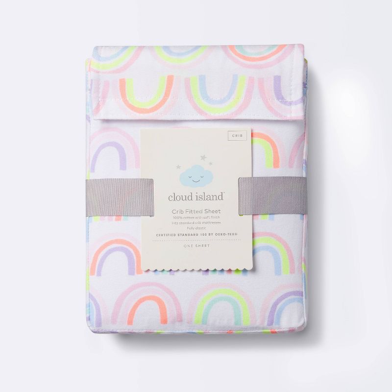 Fitted Crib Sheet Rainbows - Cloud Island&#8482; - White, 6 of 8