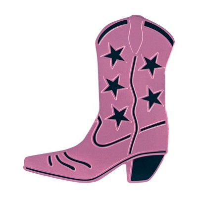 Beistle Foil Cowboy Boot Silhouette, 16", (4/Pkg) Pink