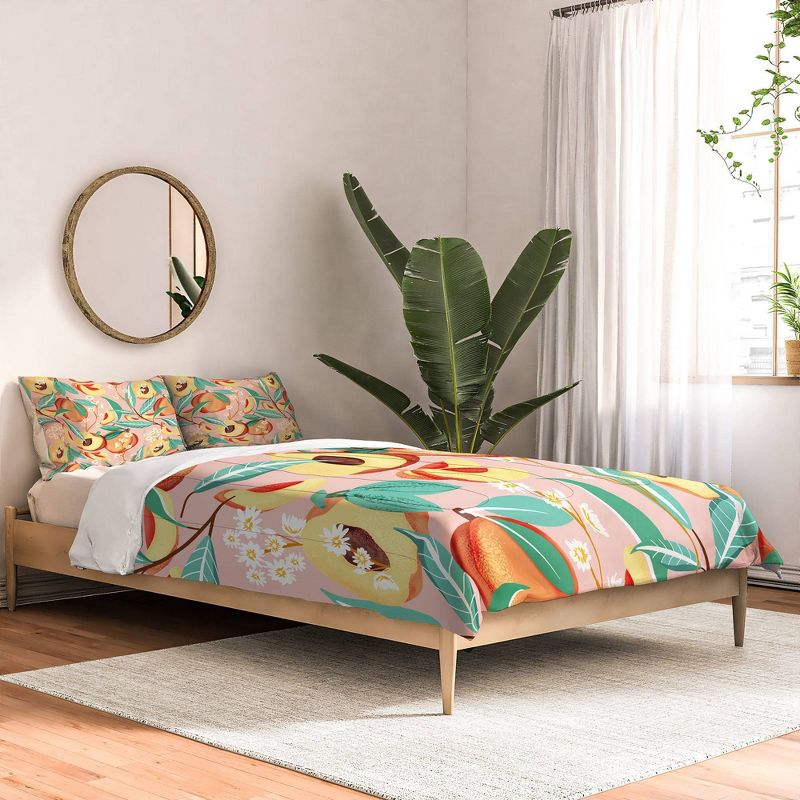Peach Season Polyester Comforter & Sham Set - Deny Designs, 4 of 6