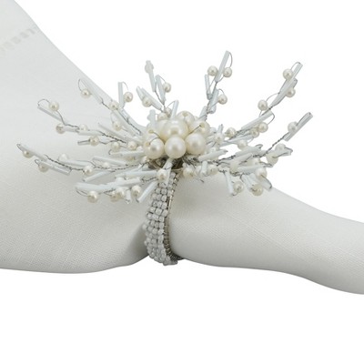 Silver Beaded Glamorous Napkin Rings Set of 4