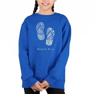 LA Pop Art Beach Bum - Girl's Word Art Crewneck Sweatshirt - 1 of 3