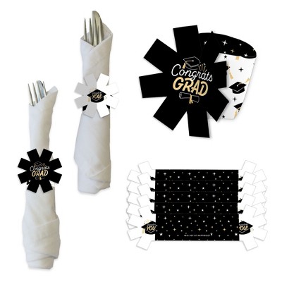 Big Dot of Happiness Goodbye High School, Hello College - Graduation Party Paper Napkin Holder - Napkin Rings - Set of 24
