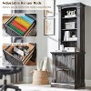 SinCiDo Storage Bookcase,72" Tall Farmhouse Upright Bookcase w/ 4 Layer Open Adjustable Bookshelves &2 Drawers,Adjustable File Rack,Dark Rustic Oak - 2 of 4