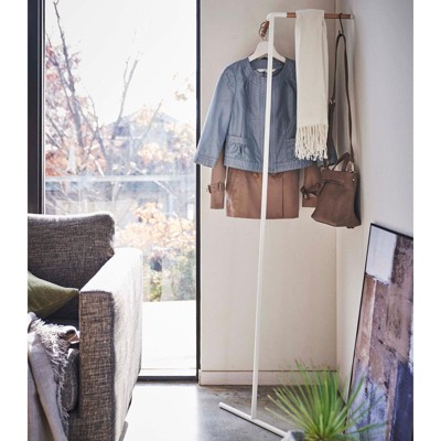 Black Steel and Wood Wall Mounted Coat Rack