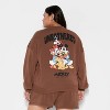 Women's Mickey Mouse Fleece Graphic Pullover Sweatshirt - Brown - 3 of 3