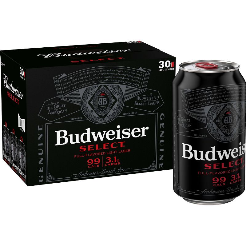 Budweiser Select Full-Flavored Light Lager Beer - 30pk/12 fl oz Cans, 1 of 12